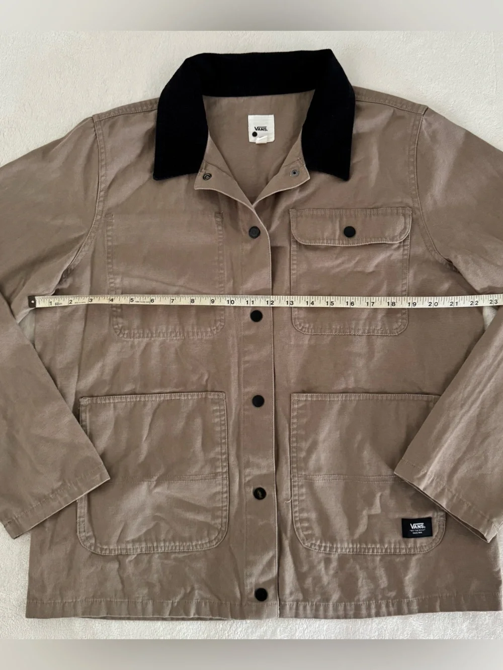 Vans Taupe Canvas Drill Chore Coat with Dark Brown Corduroy Collar - Picture 6 of 8
